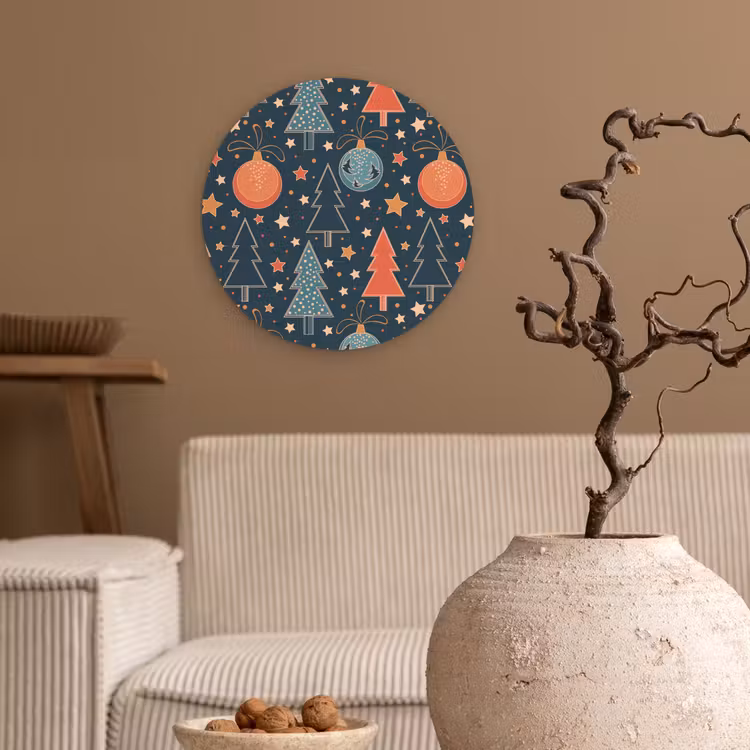 Muurcirkel - Illustratie - Kerst - Symbolen - Blauw — 2