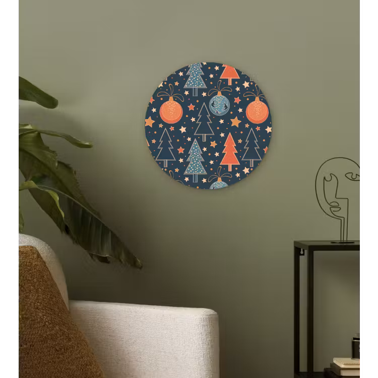 Muurcirkel - Illustratie - Kerst - Symbolen - Blauw — 3