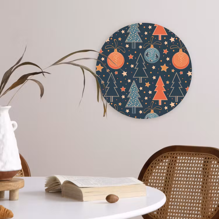 Muurcirkel - Illustratie - Kerst - Symbolen - Blauw — 4