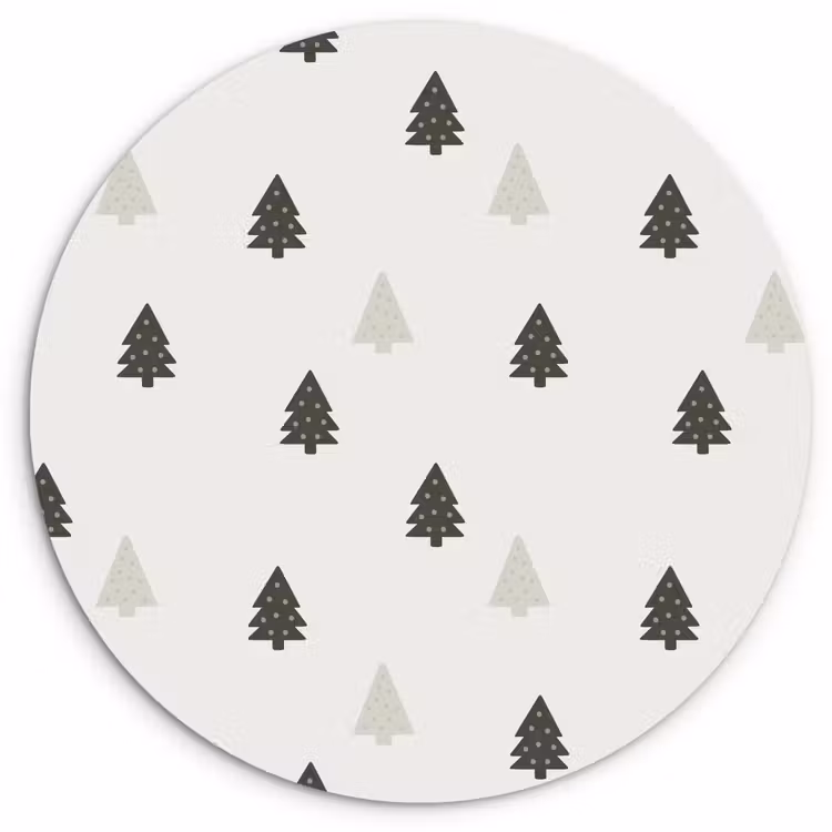 Muurcirkel - Illustratie - Kerstbomen - Wit — 1