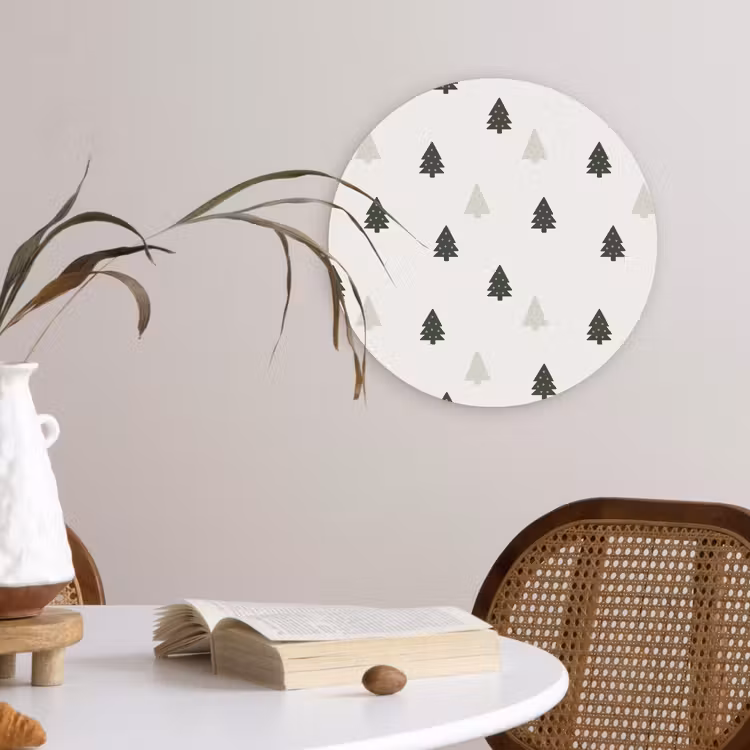 Muurcirkel - Illustratie - Kerstbomen - Wit — 4