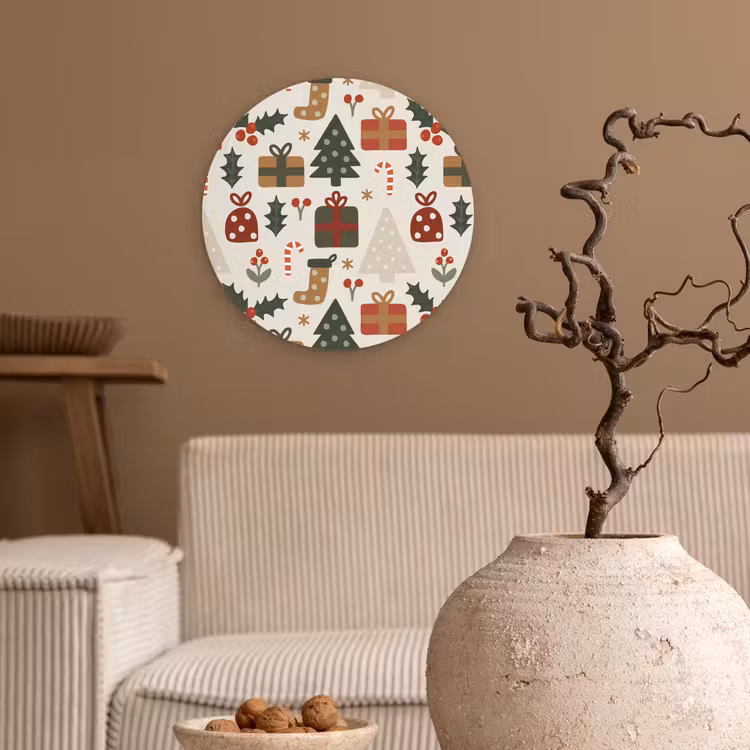 Muurcirkel - Illustratie - Kerstfiguren - Beige — 2