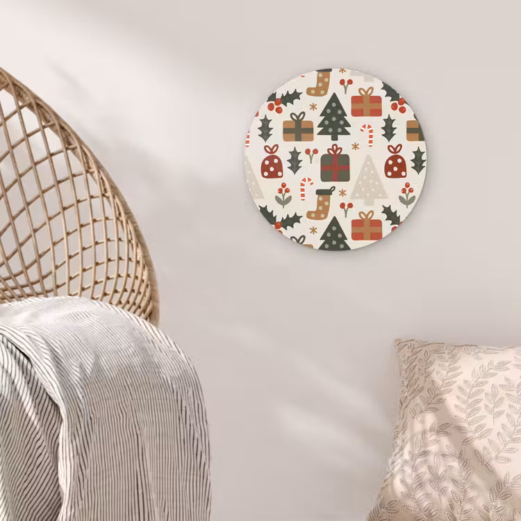 Muurcirkel - Illustratie - Kerstfiguren - Beige — 5