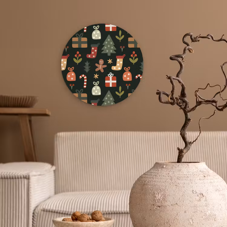 Muurcirkel - Illustratie - Kerstfiguren - Groen — 2