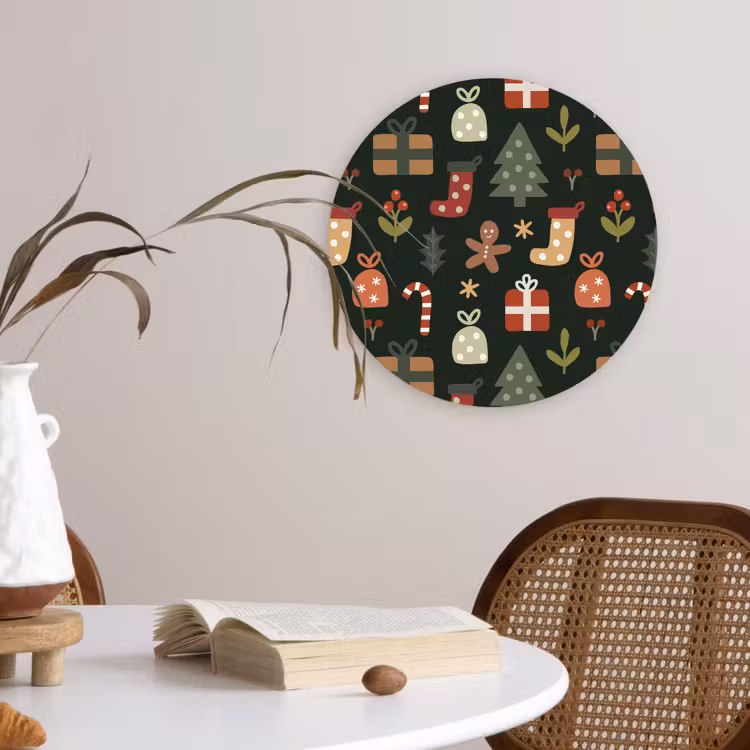 Muurcirkel - Illustratie - Kerstfiguren - Groen — 4