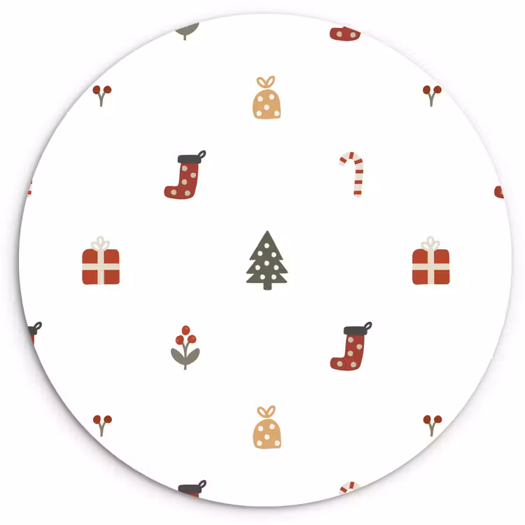 Muurcirkel - Illustratie - Kerstsymbolen - Wit — 1