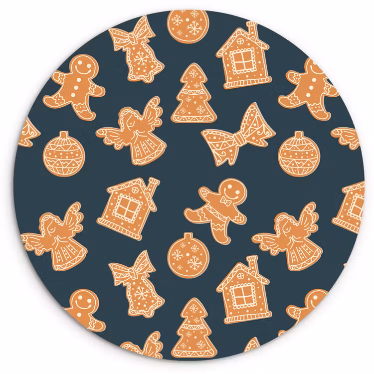 Muurcirkel - Illustratie - Koekjes - Blauw — 1