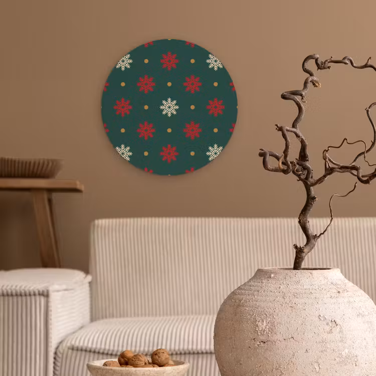 Muurcirkel - Illustratie - Sneeuwvlokken - Groen — 2