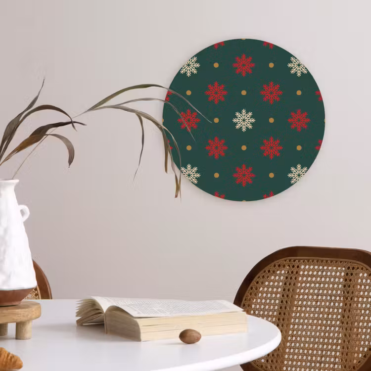 Muurcirkel - Illustratie - Sneeuwvlokken - Groen — 4