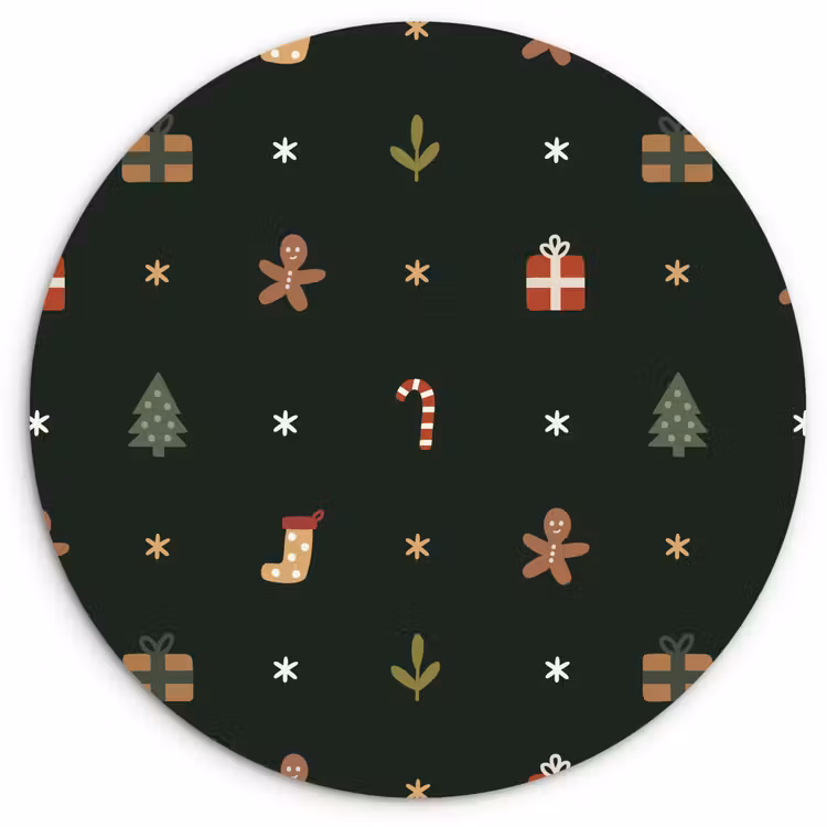 Muurcirkel - Patroon - Kerstsymbolen - Groen — 1