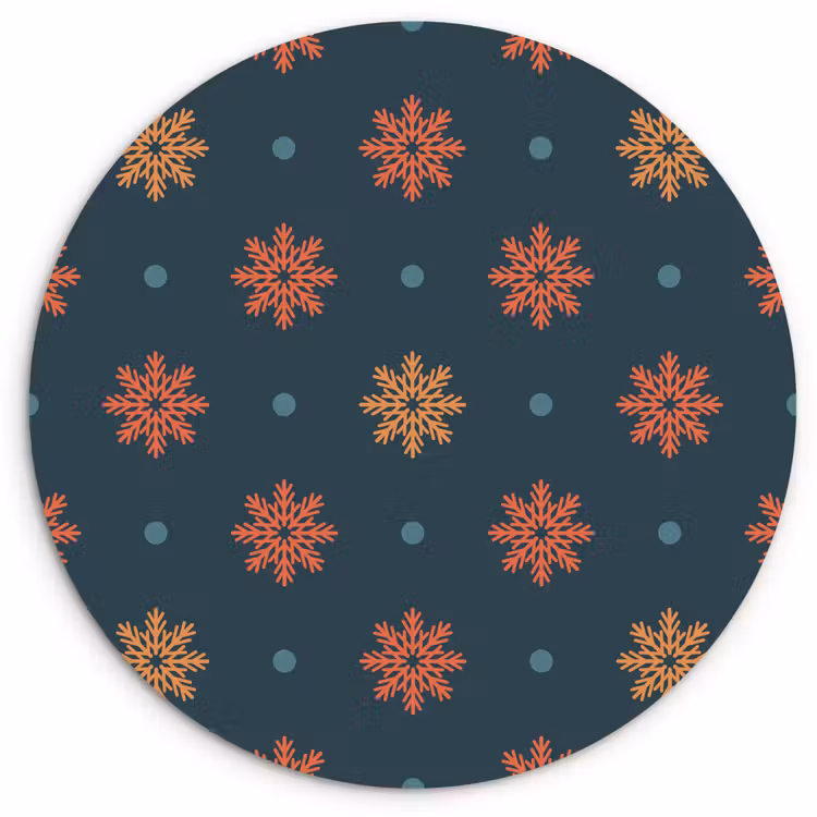 Muurcirkel - Patroon - Sneeuwvlokken - Blauw — 1