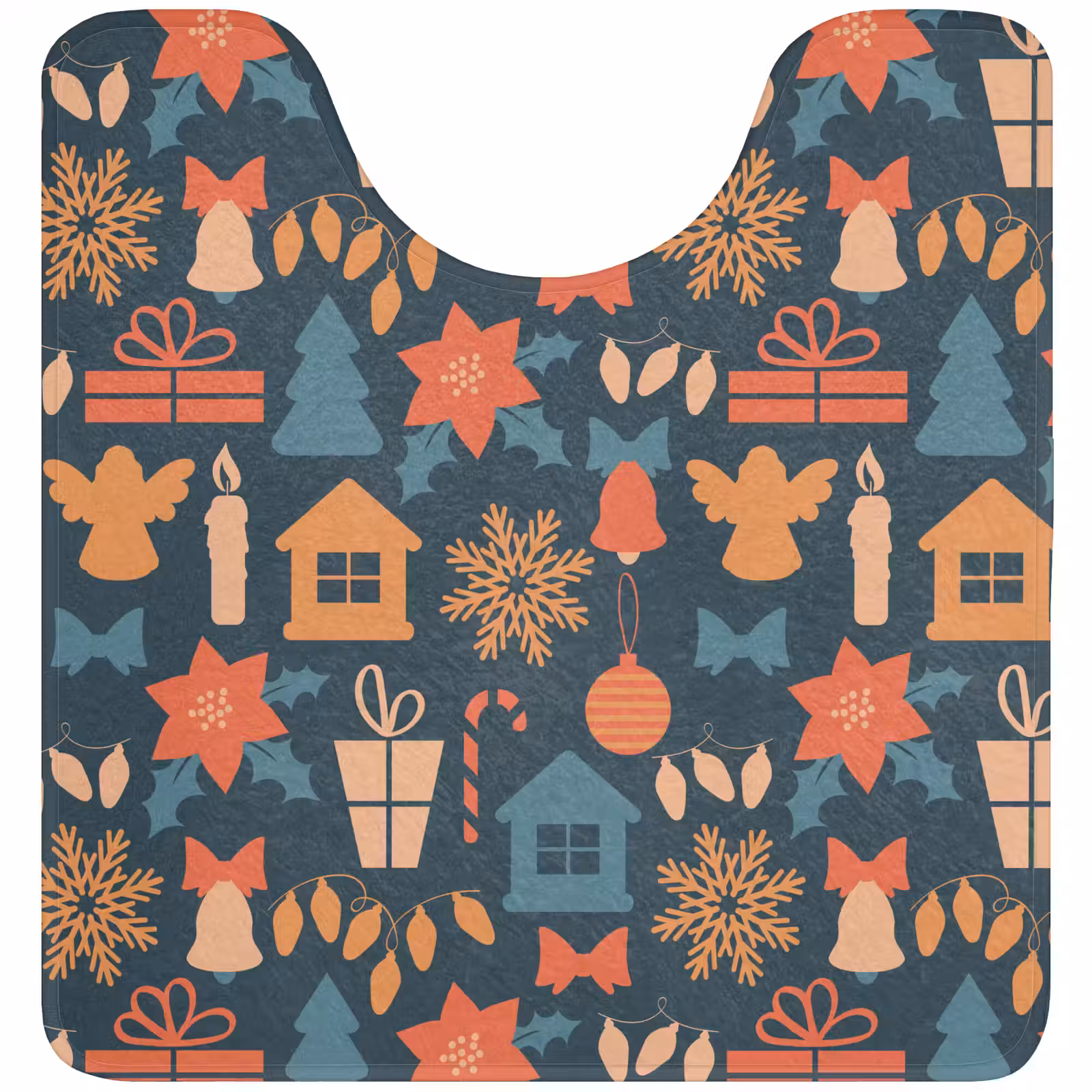 WC Mat - Patroon - Kerst - Symbolen - Blauw — 1
