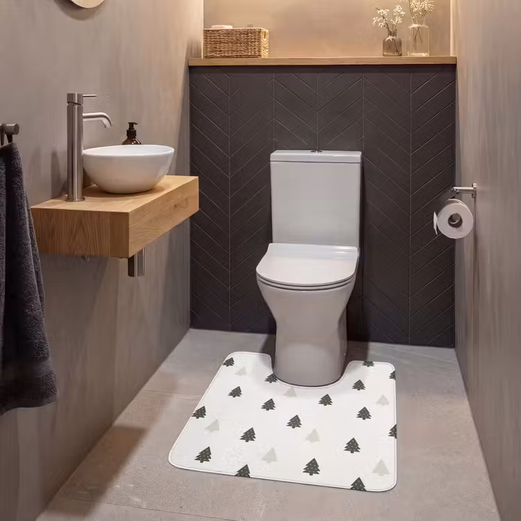 WC Mat - Illustratie - Kerstbomen - Wit — 2