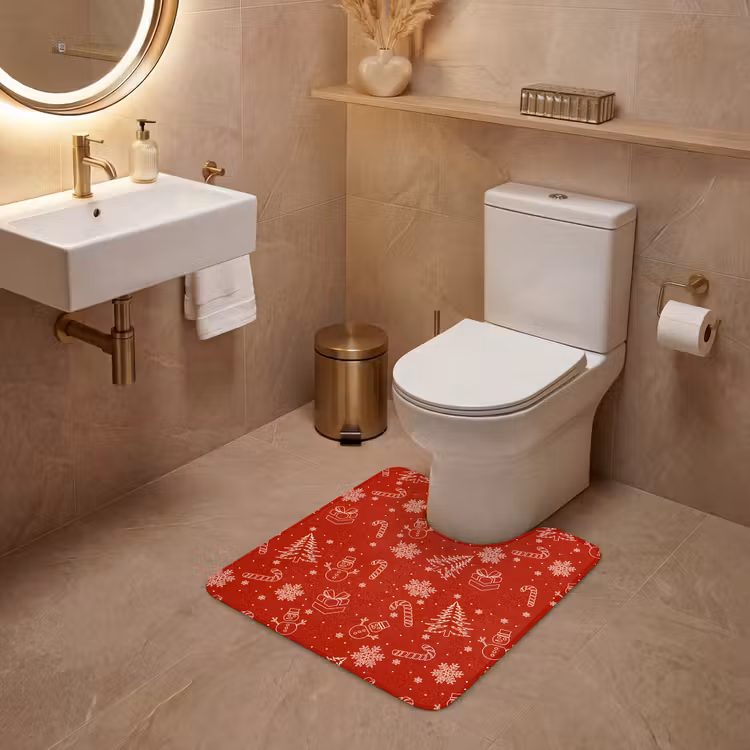 WC Mat - Illustratie - Kerstsymbolen - Rood — 3