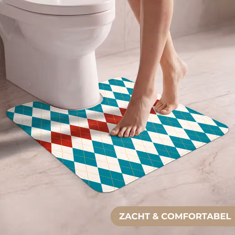WC Mat - Illustratie - Ruiten - Rood - Groen — 5