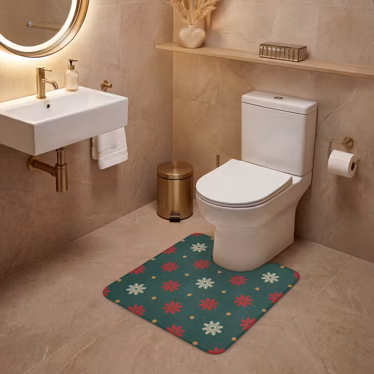 WC Mat - Illustratie - Sneeuwvlokken - Groen — 3