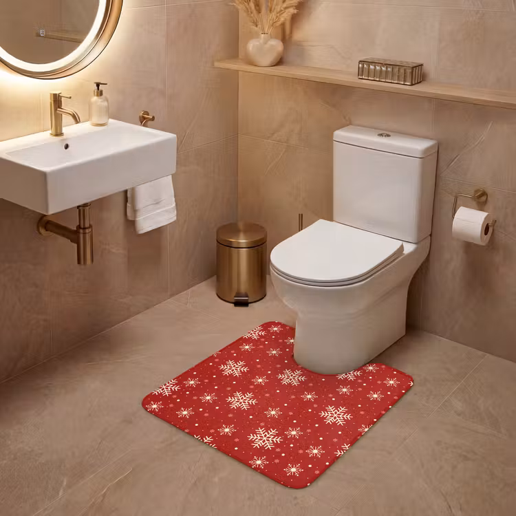 WC Mat - Illustratie - Sneeuwvlokken - Rood — 3
