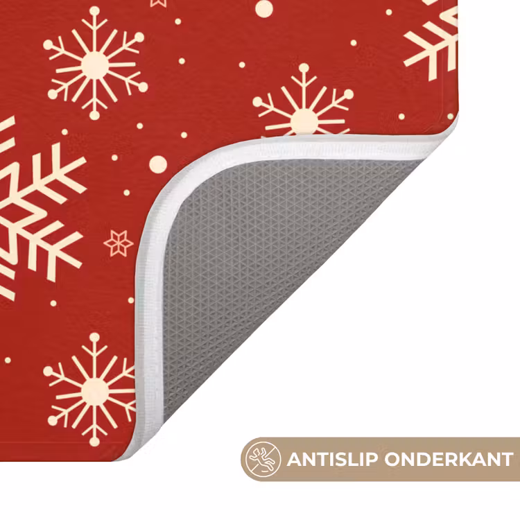 WC Mat - Illustratie - Sneeuwvlokken - Rood — 4
