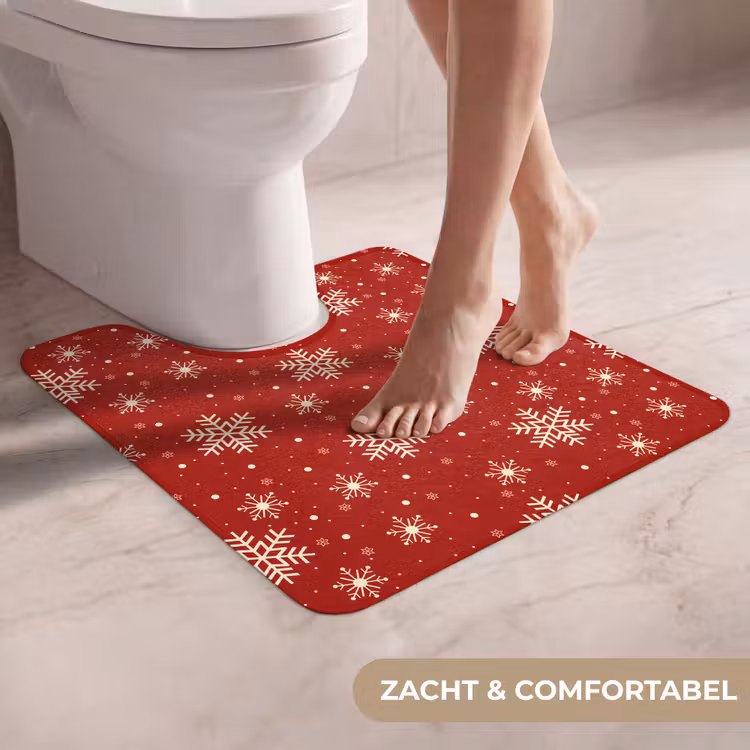 WC Mat - Illustratie - Sneeuwvlokken - Rood — 5