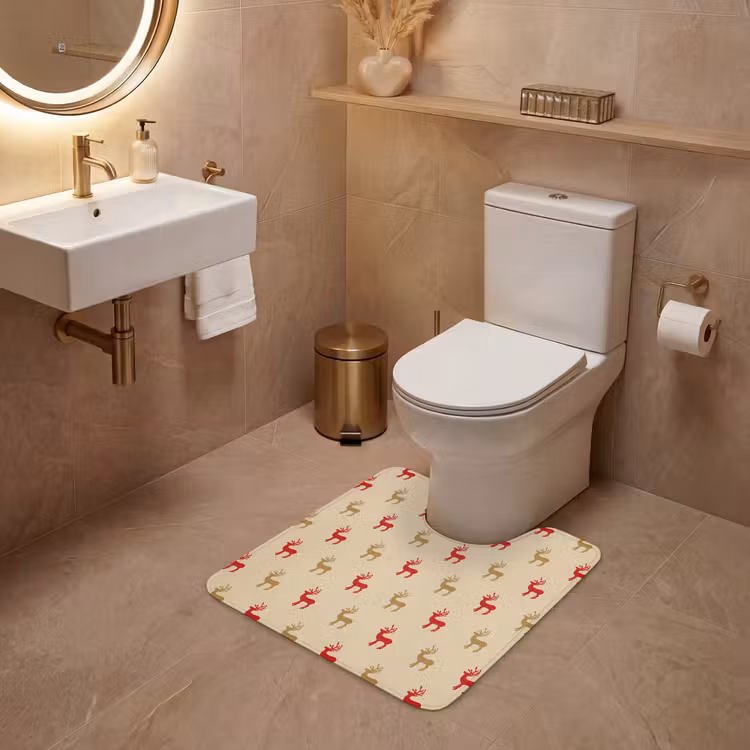 WC Mat - Patroon - Herten - Beige — 3
