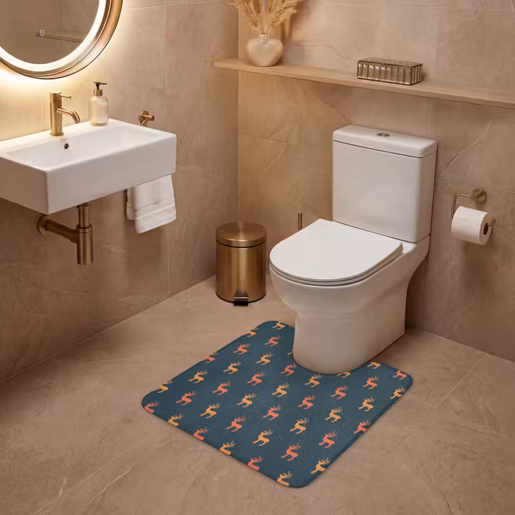 WC Mat - Patroon - Herten - Blauw — 3