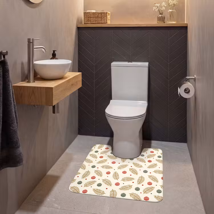WC Mat - Patroon - Kerst - Symbolen - Beige — 2