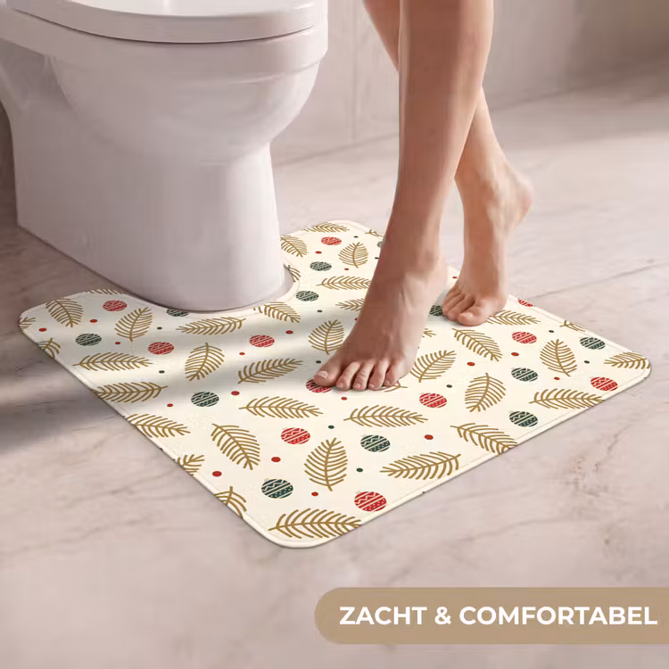 WC Mat - Patroon - Kerst - Symbolen - Beige — 5