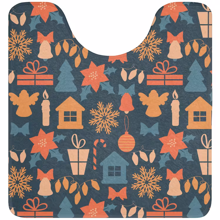 WC Mat - Patroon - Kerst - Symbolen - Blauw — 1