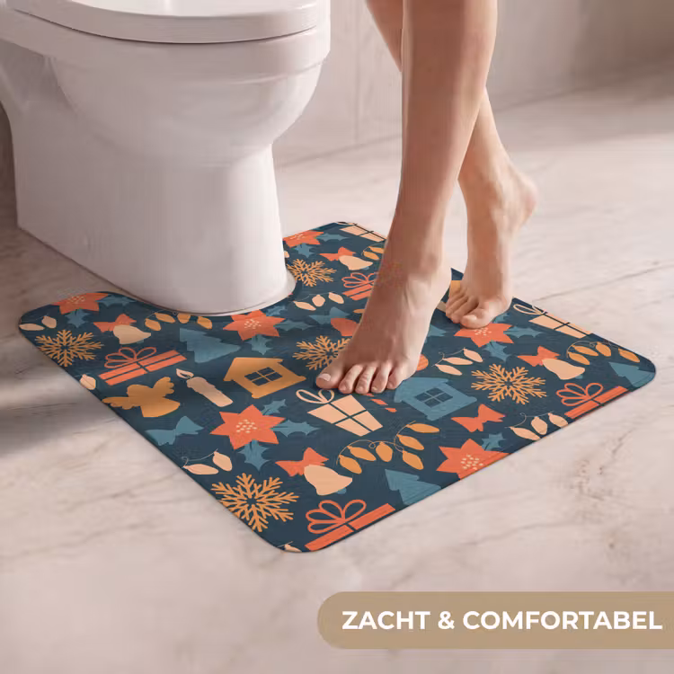 WC Mat - Patroon - Kerst - Symbolen - Blauw — 5