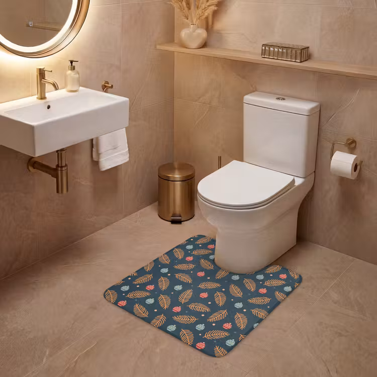 WC Mat - Patroon - Kerst - Symbolen - Donkerblauw — 3