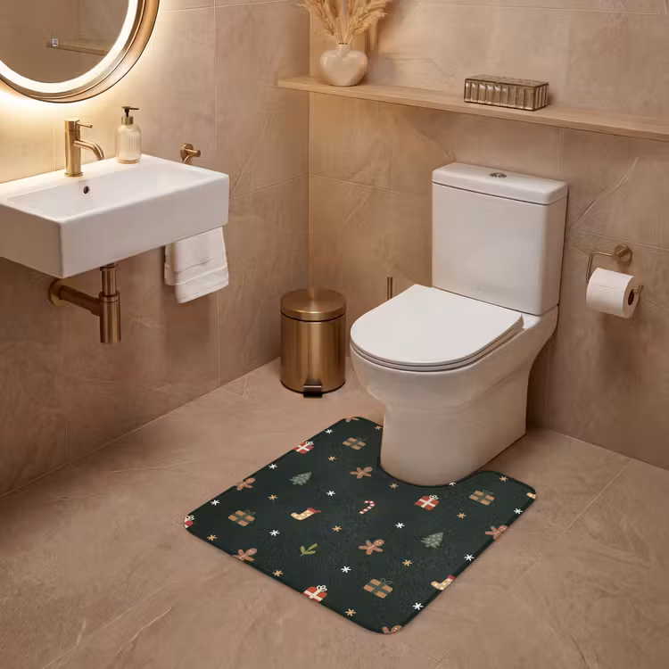 WC Mat - Patroon - Kerstsymbolen - Groen — 3