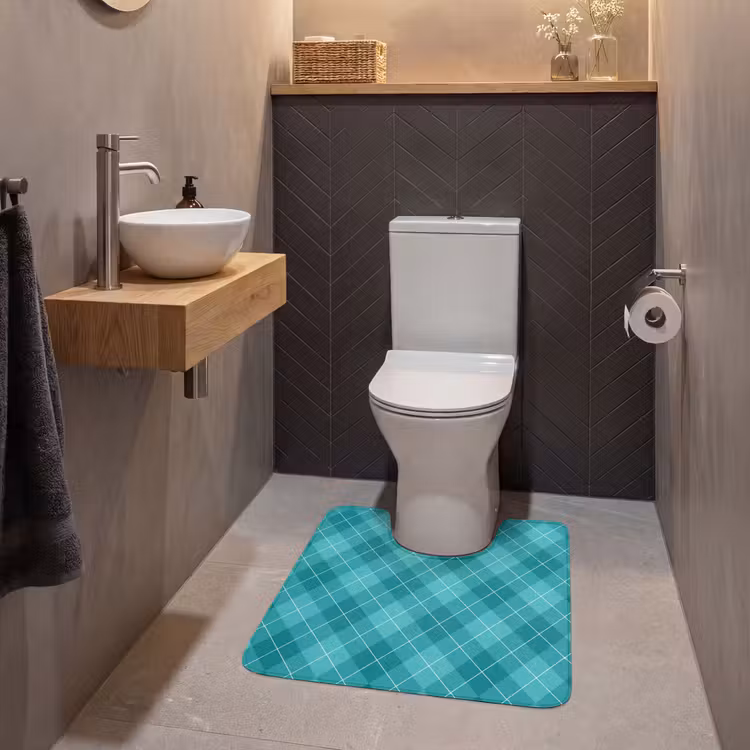 WC Mat - Patroon - Ruiten - Blauw — 2