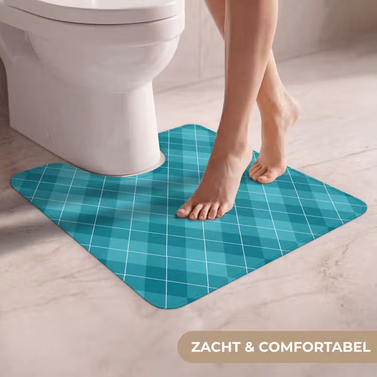 WC Mat - Patroon - Ruiten - Blauw — 5