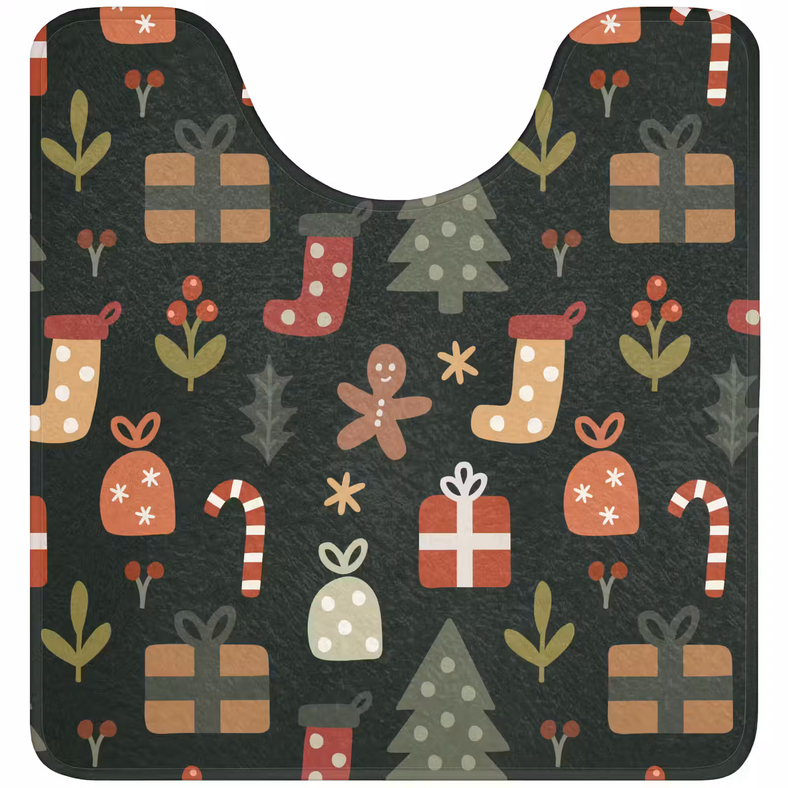 WC Mat - Illustratie - Kerstfiguren - Groen — 1
