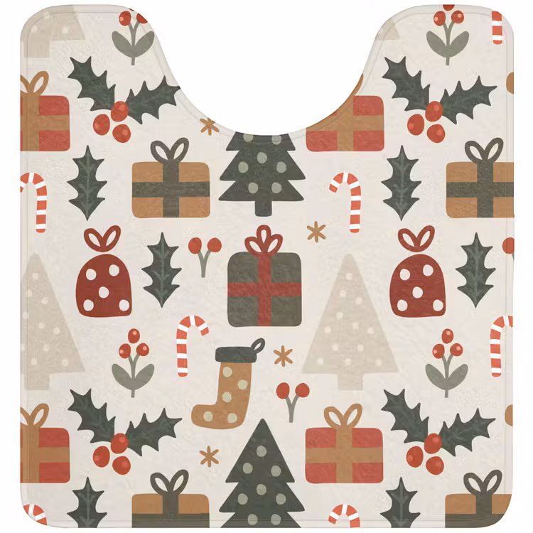 WC Mat - Illustratie - Kerstfiguren - Beige — 1