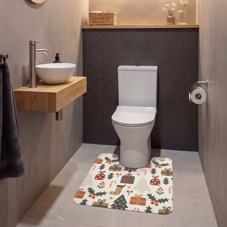 WC Mat - Illustratie - Kerstfiguren - Beige — 2