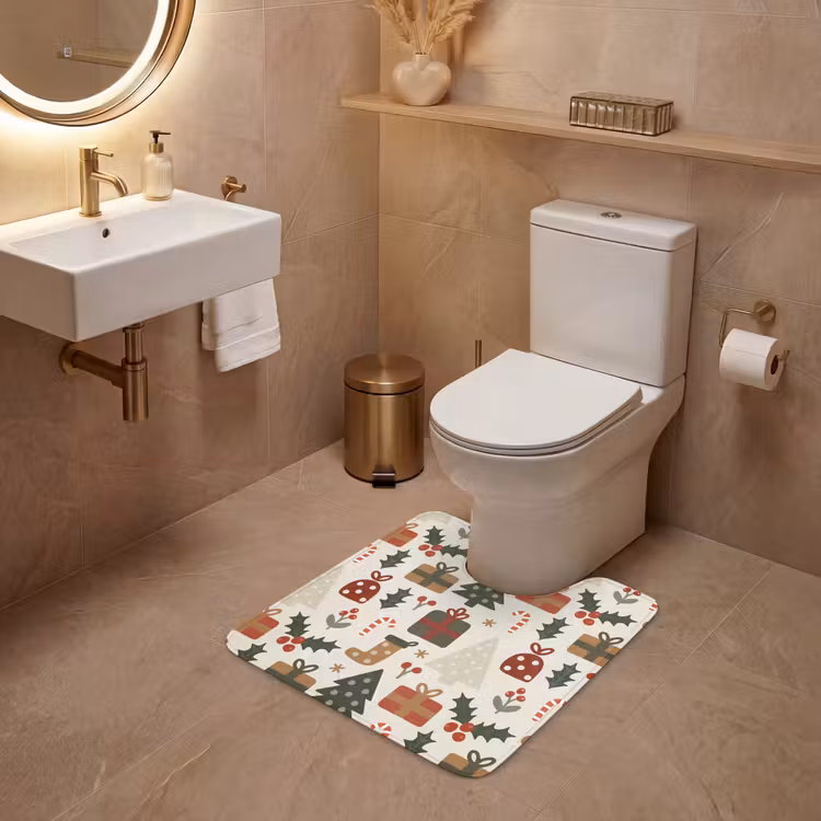 WC Mat - Illustratie - Kerstfiguren - Beige — 3