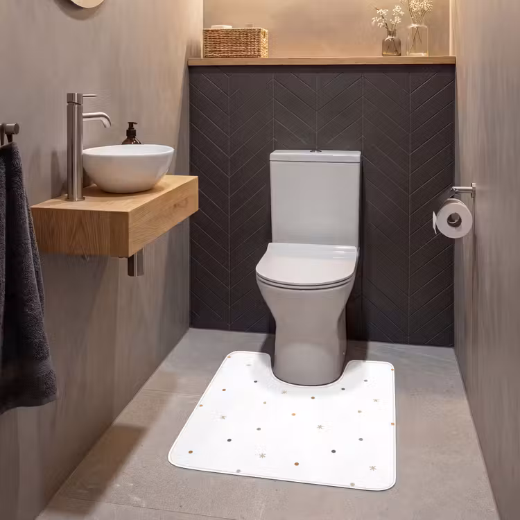 WC Mat - Patroon - Stippen - Sterren - Wit — 2