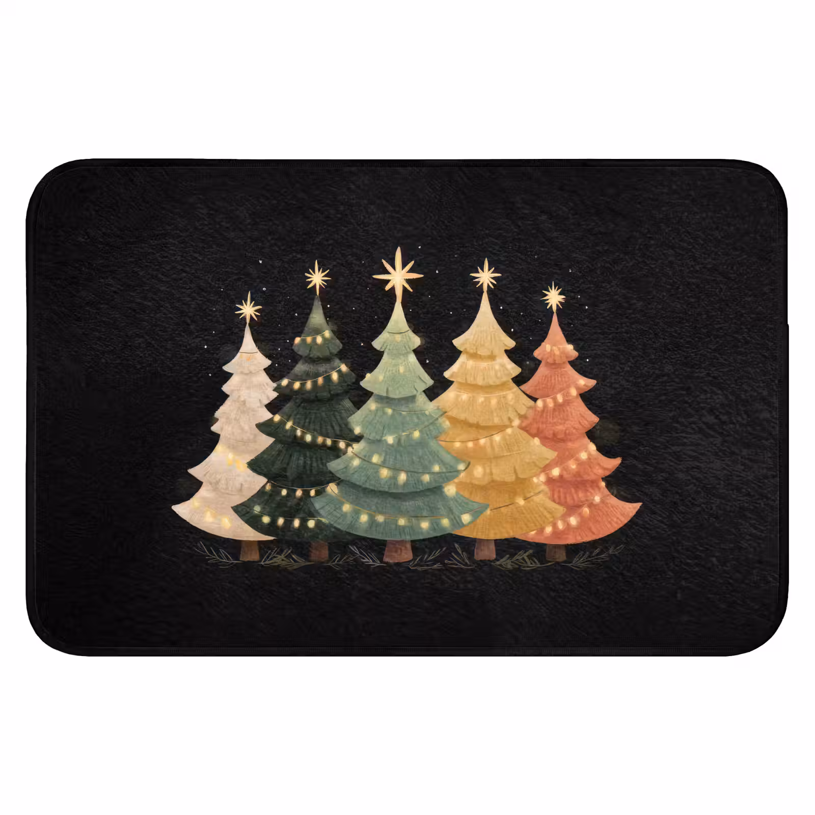 Badmat - Kerstbomen - Kleurrijk - Lichtjes - Ster — 1