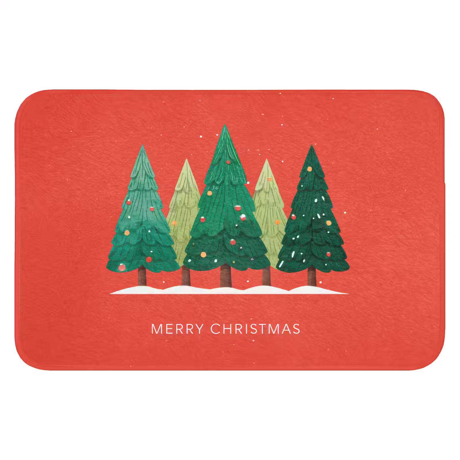 Badmat - Minimalistisch - Kerstbomen - Rood - Sneeuw — 1