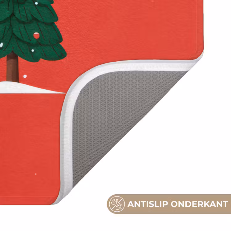 Badmat - Minimalistisch - Kerstbomen - Rood - Sneeuw — 3