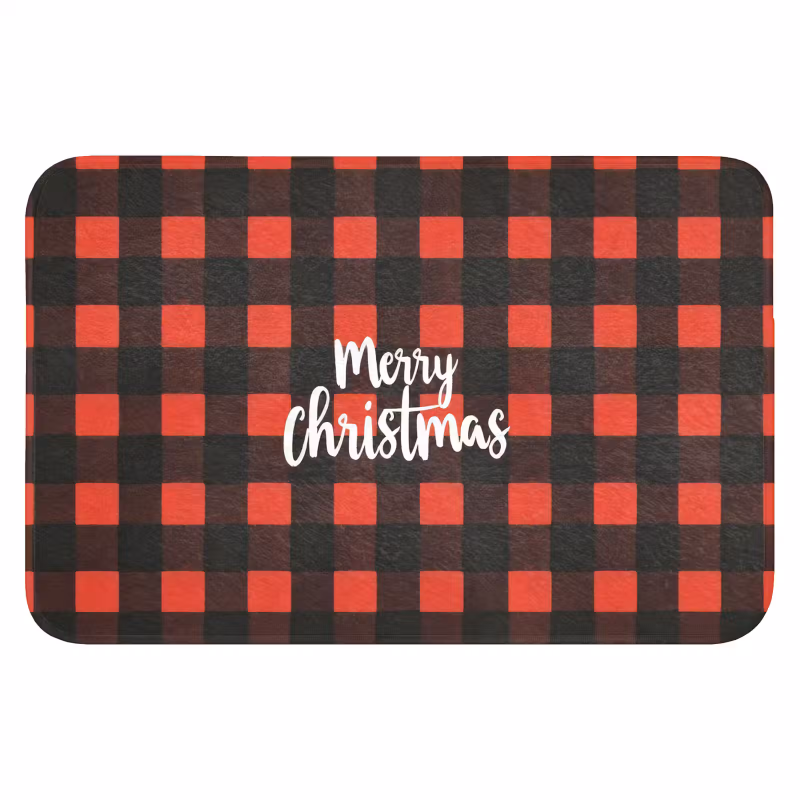 Badmat - Geruit - Rood - Tekst - Christmas — 1