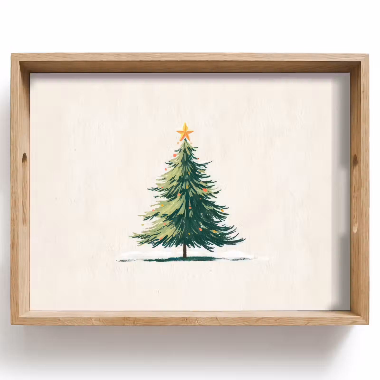 Dienblad - Kerstboom - Illustratie - Ster - Sneeuw — 1