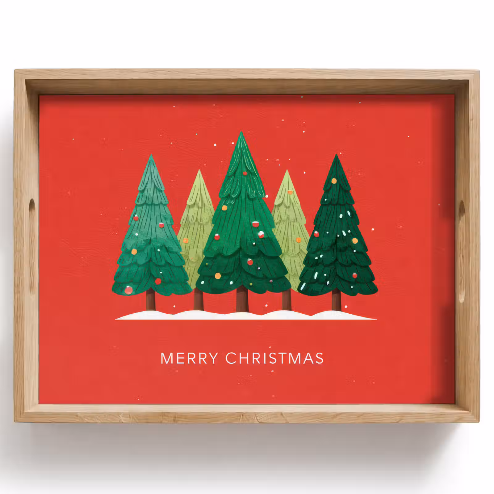 Dienblad - Minimalistisch - Kerstbomen - Rood - Sneeuw — 1