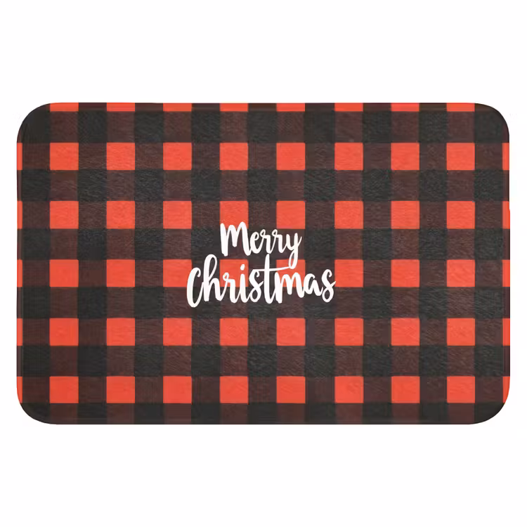 Badmat - Geruit - Rood - Tekst - Christmas — 1