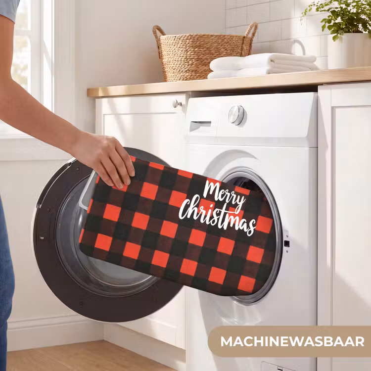 Badmat - Geruit - Rood - Tekst - Christmas — 7