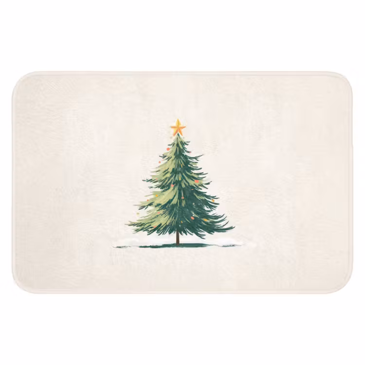 Badmat - Kerstboom - Illustratie - Ster - Sneeuw — 1