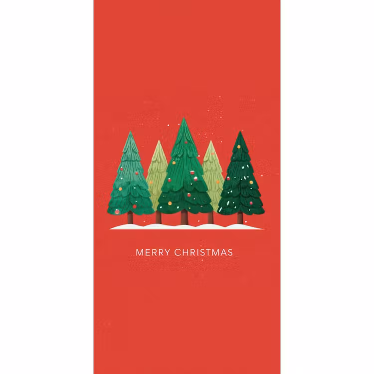 Behang - Minimalistisch - Kerstbomen - Rood - Sneeuw — 2