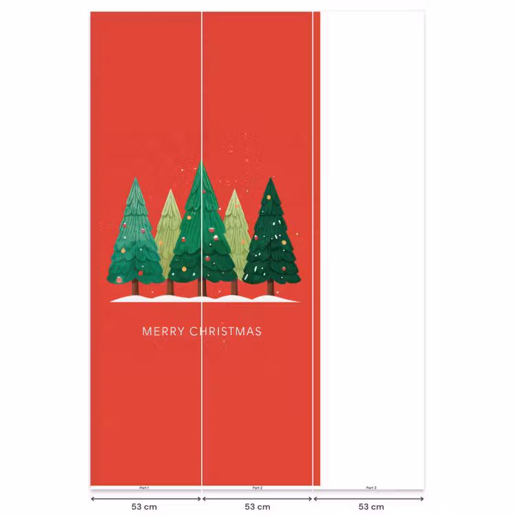 Behang - Minimalistisch - Kerstbomen - Rood - Sneeuw — 6