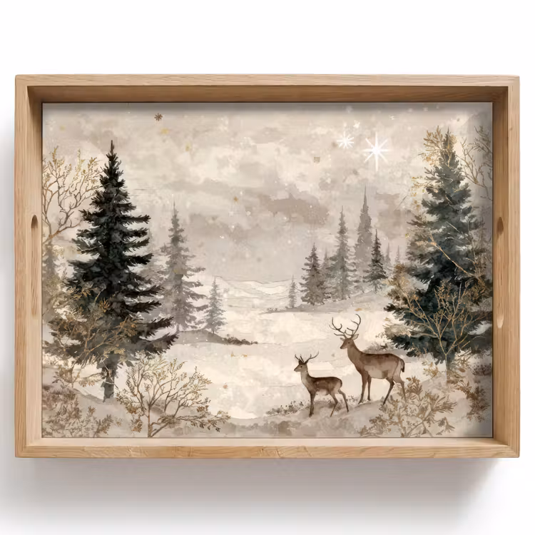 Dienblad - Bos - Herten - Winter - Sneeuw — 1